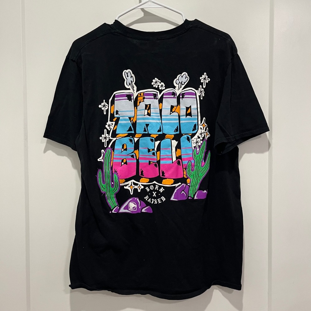 Taco Bell x Born X Raised Black Graphic T-Shirt Mens Large Short Sleeve Gildan
